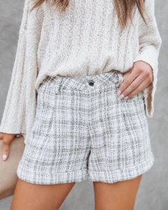 Adelaide Tweed Pocketed Shorts -  Ivory/Beige - FINAL SALE sold by Vici
