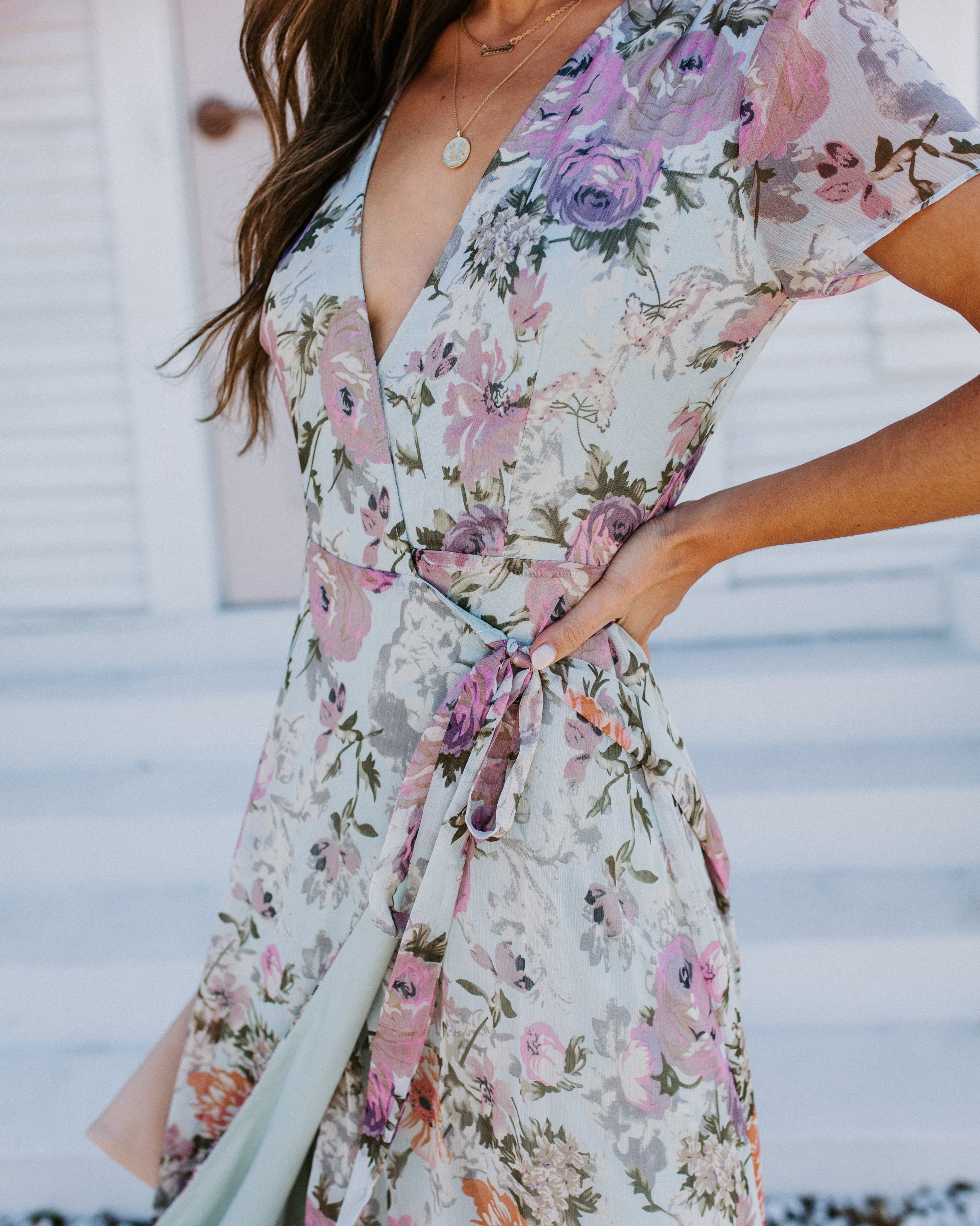 French Flair Floral Wrap Maxi Dress - FINAL SALE sold by Vici product image thumbnail 6