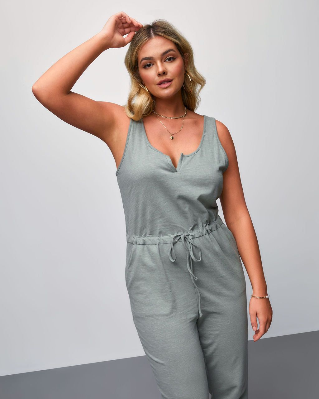 Faby Cotton Pocketed Drawstring Jumpsuit sold by Vici product image thumbnail 5