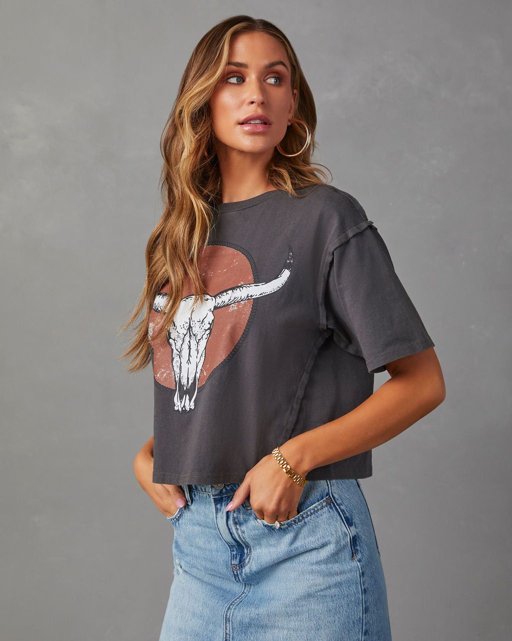 Western Cow Skull Graphic Tee sold by Vici product image thumbnail 3