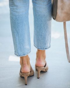 Tip Top Faux Suede Kitten Heel Mule - Taupe - FINAL SALE sold by Vici
