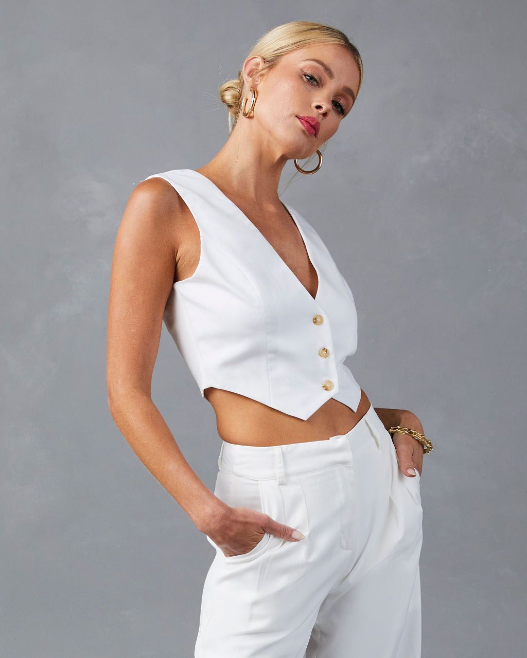 Right On Cue Cropped Vest sold by Vici product image thumbnail 5