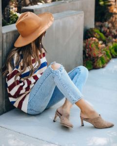 Tip Top Faux Suede Kitten Heel Mule - Taupe - FINAL SALE sold by Vici