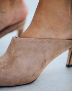 Tip Top Faux Suede Kitten Heel Mule - Taupe - FINAL SALE sold by Vici