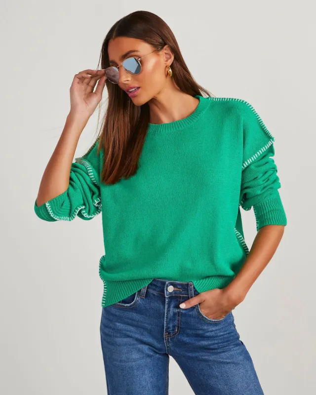 Here For It Knit Pullover Sweater - Kelly Green sold by Vici