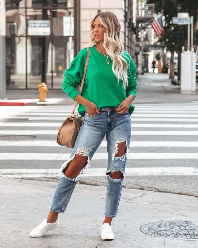 On The Daily Cotton Pullover - Green - FINAL SALE sold by Vici