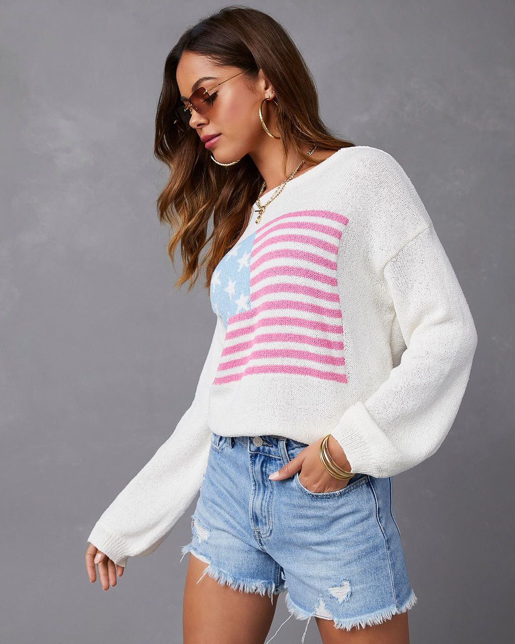 Land Of The Free Sweater sold by Vici product image thumbnail 2