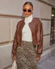 Swept Away Faux Leather Bomber Jacket sold by Vici