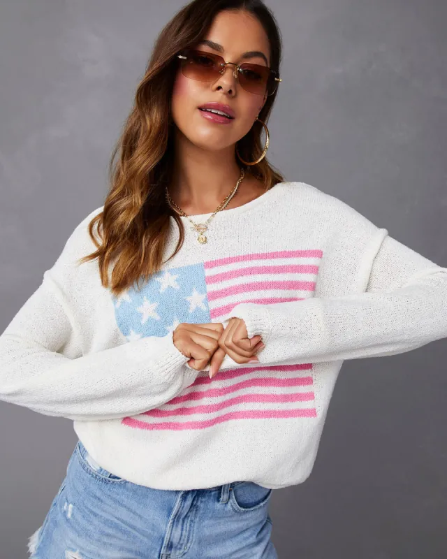 Land Of The Free Flag Sweater sold by Vici