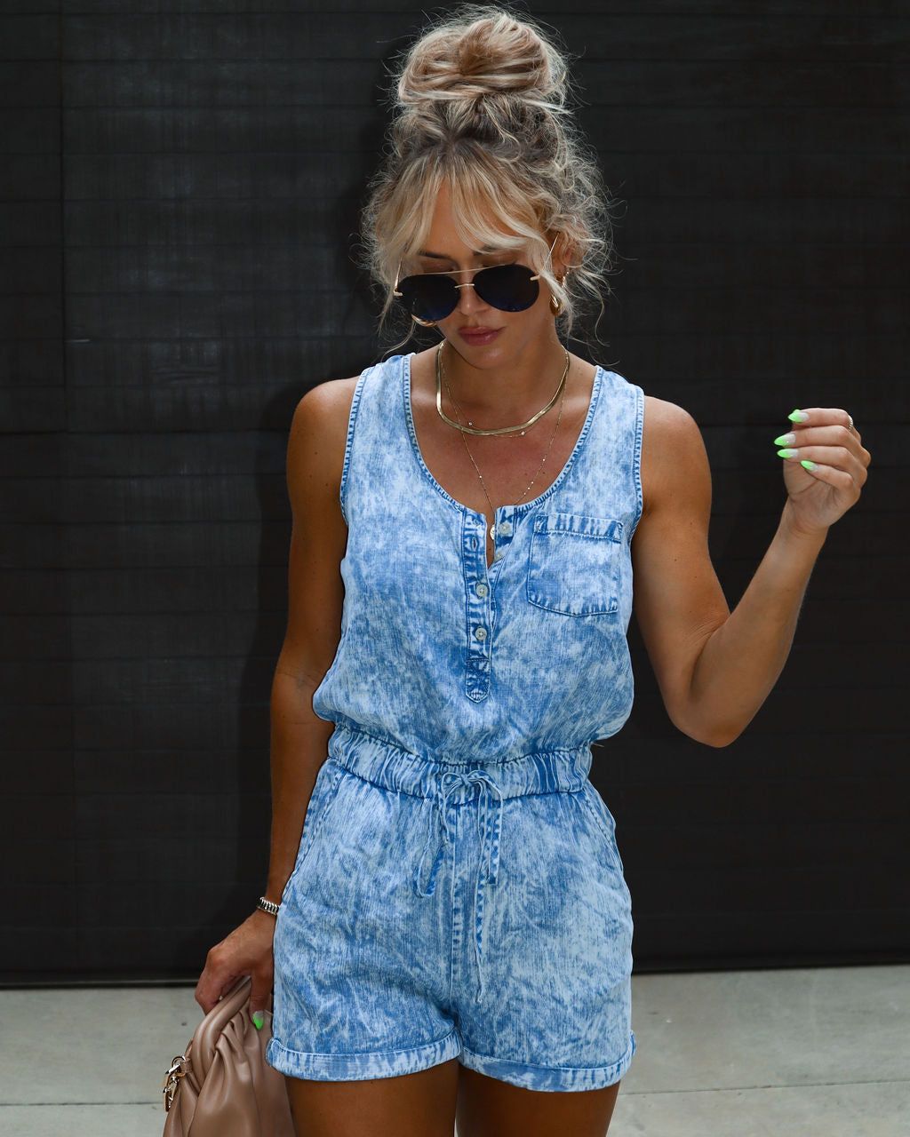 Pushing Limits Tencel Romper - Denim - SALE sold by Vici product image thumbnail 7