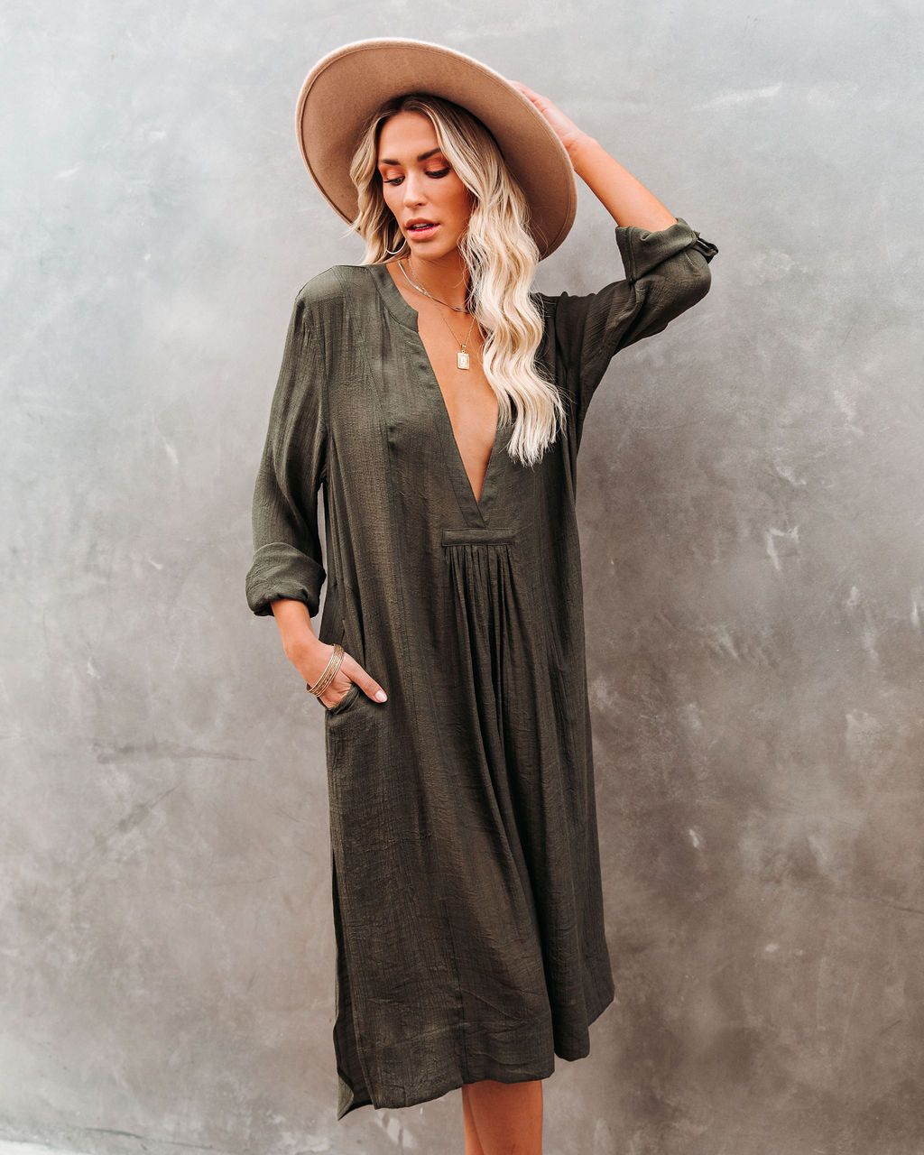Bali Pocketed Kaftan Dress - Olive - FINAL SALE sold by Vici product image thumbnail 8
