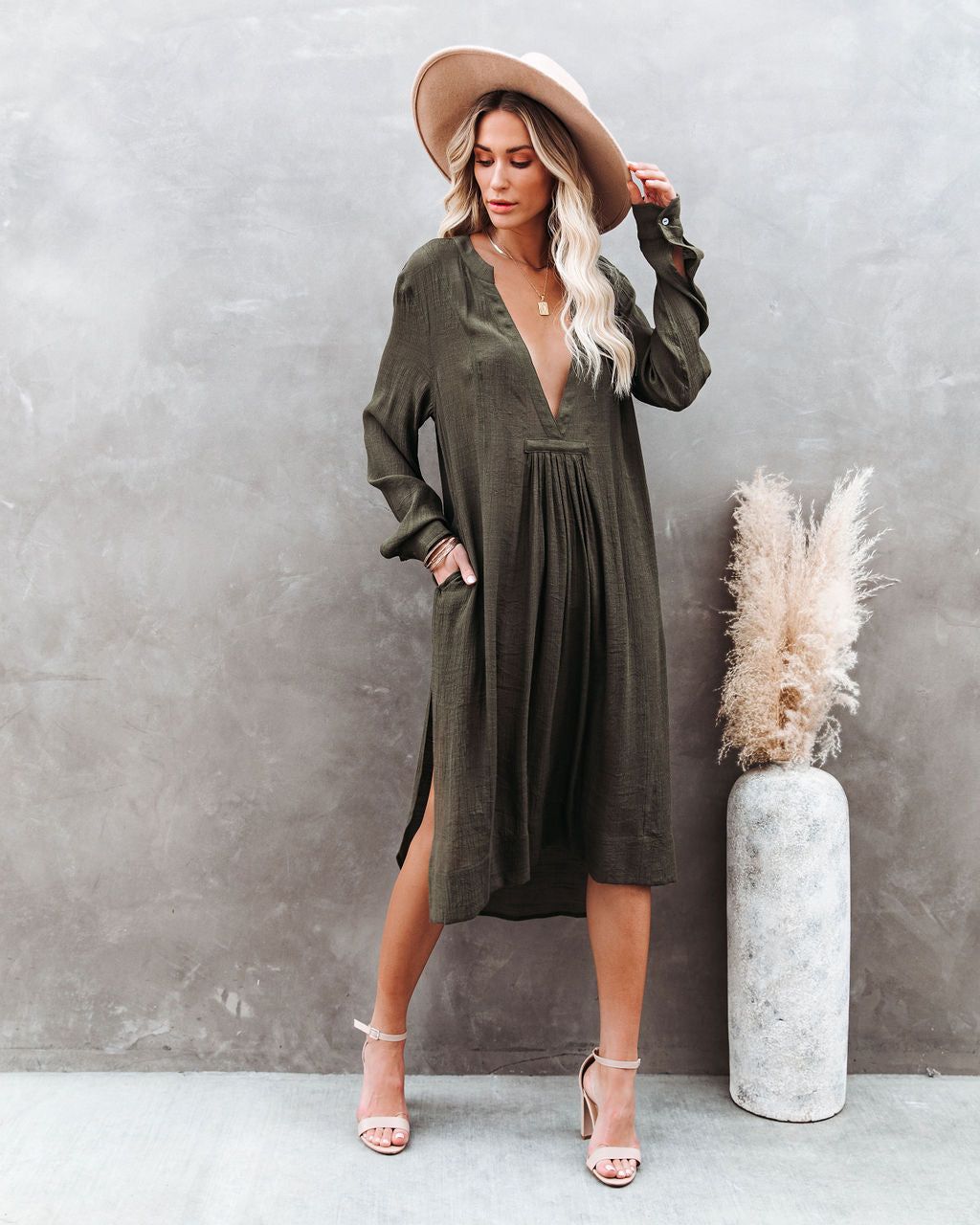 Bali Pocketed Kaftan Dress - Olive - FINAL SALE sold by Vici product image thumbnail 10