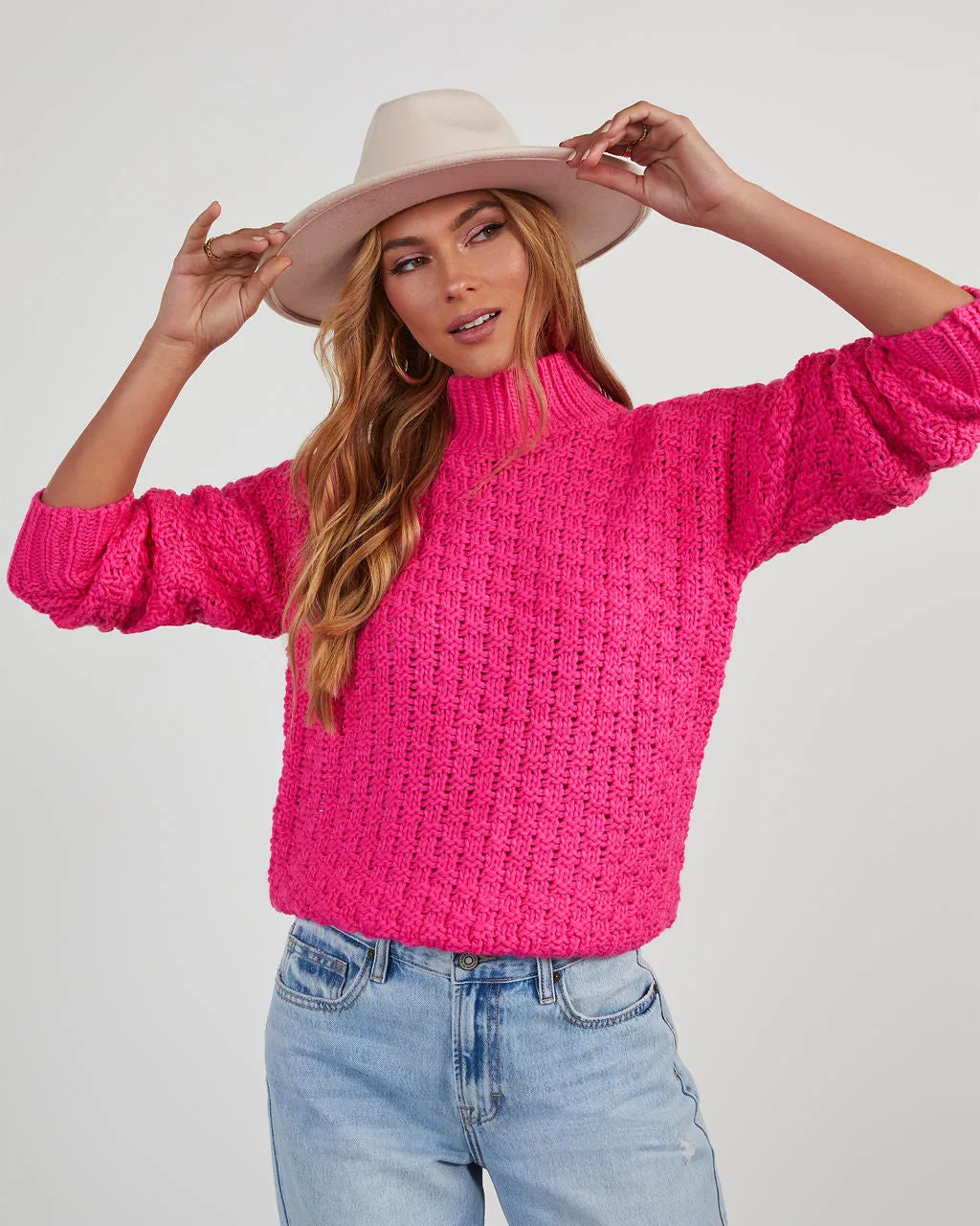Kerri Textured Mock Neck Knit Sweater sold by Vici product image thumbnail 2