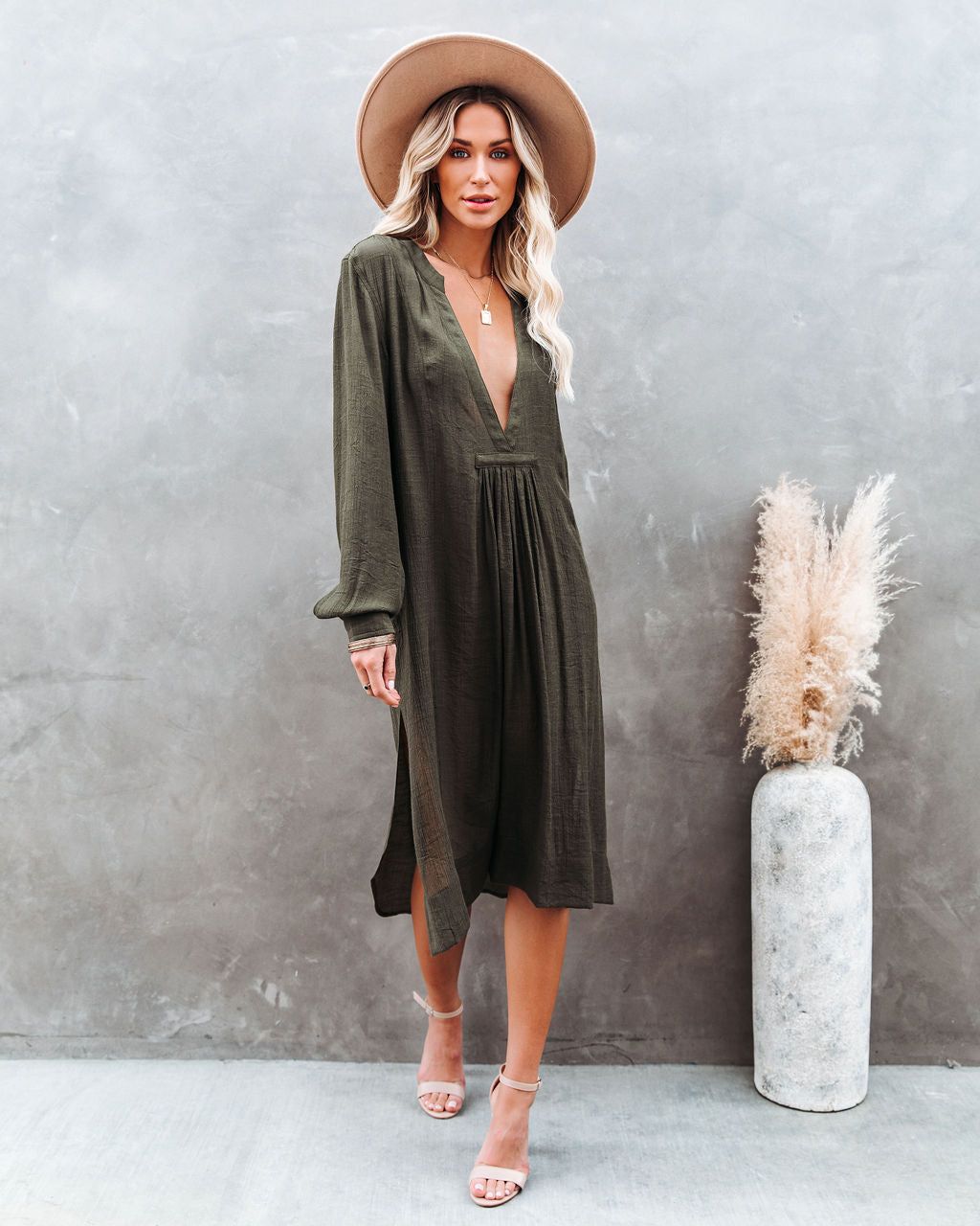 Bali Pocketed Kaftan Dress - Olive - FINAL SALE sold by Vici