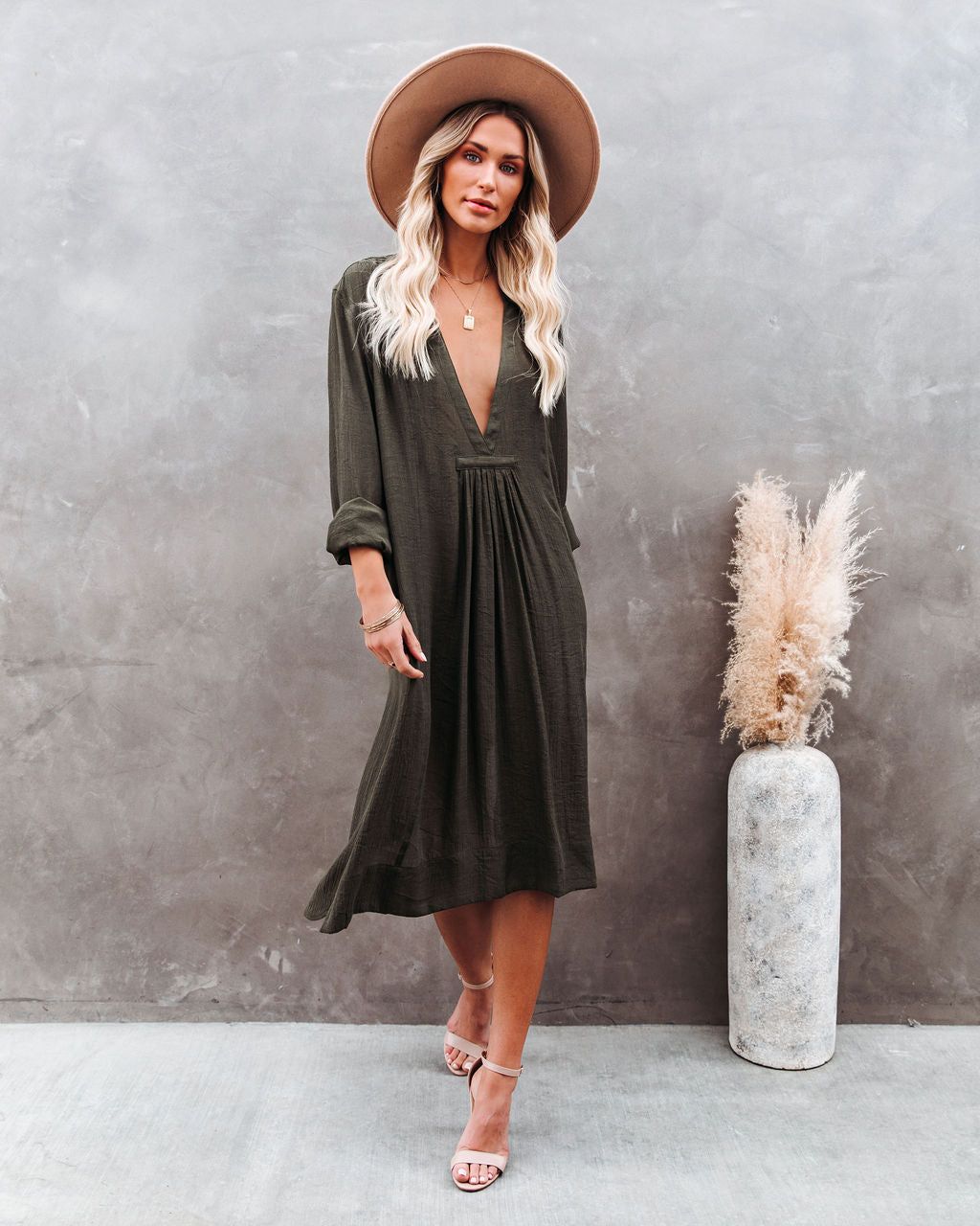 Bali Pocketed Kaftan Dress - Olive - FINAL SALE sold by Vici product image thumbnail 5