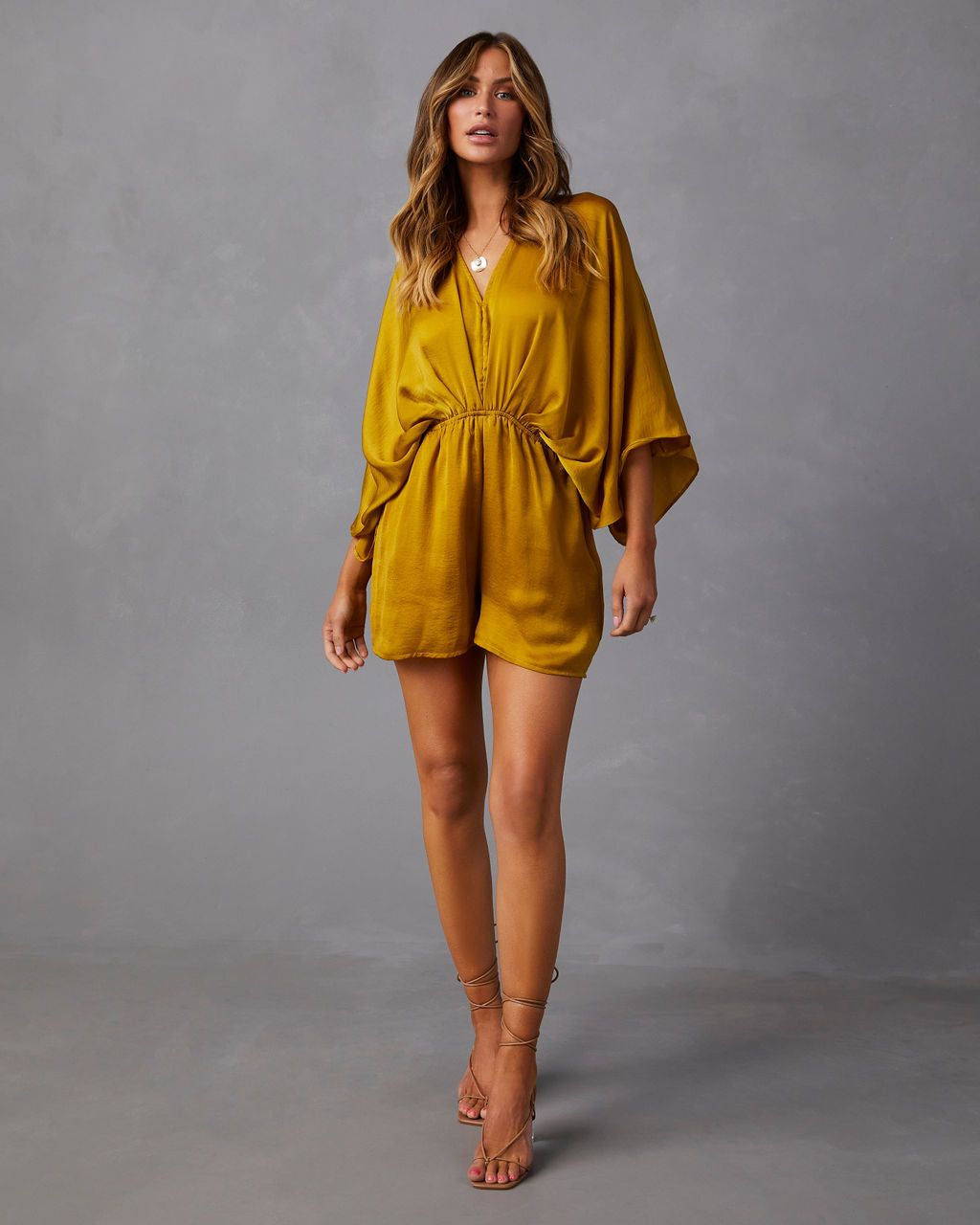 Maven Satin Kimono Sleeve Romper sold by Vici