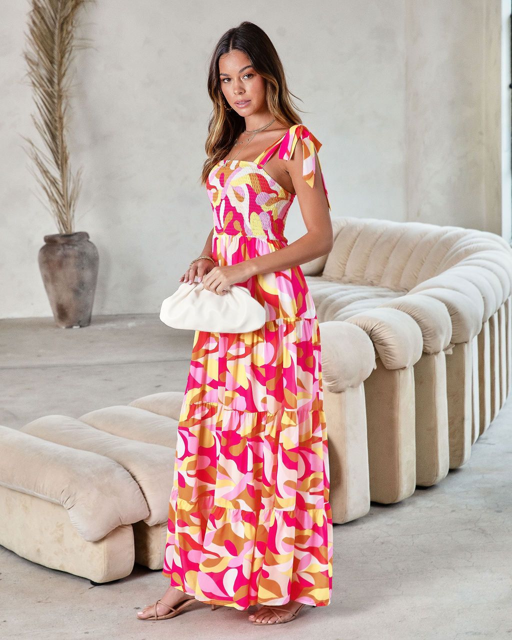 Under The Bold Sky Printed Smocked Maxi Dress - FINAL SALE sold by Vici