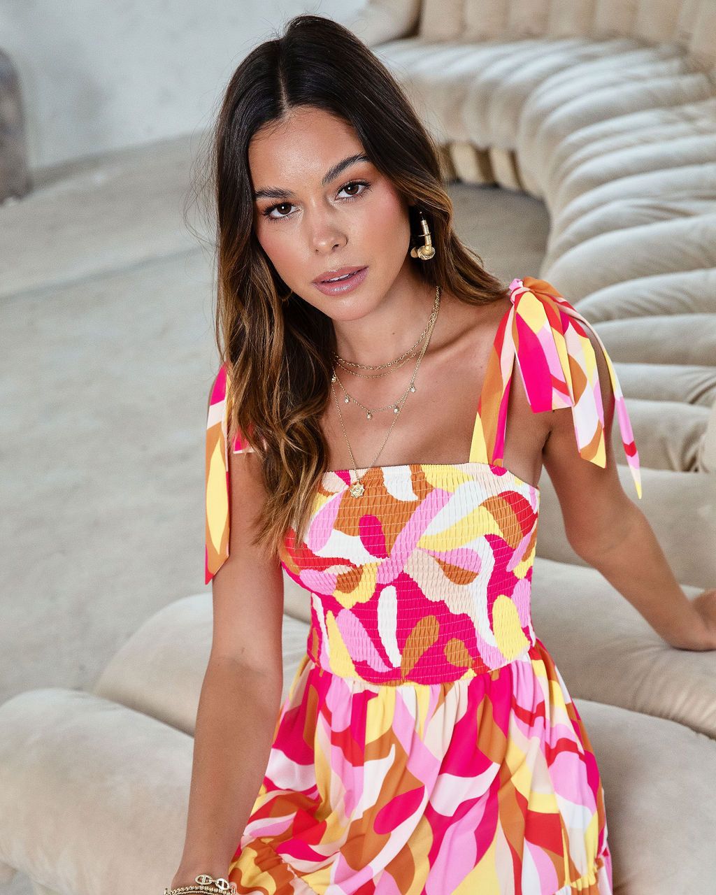 Under The Bold Sky Printed Smocked Maxi Dress - FINAL SALE sold by Vici product image thumbnail 6