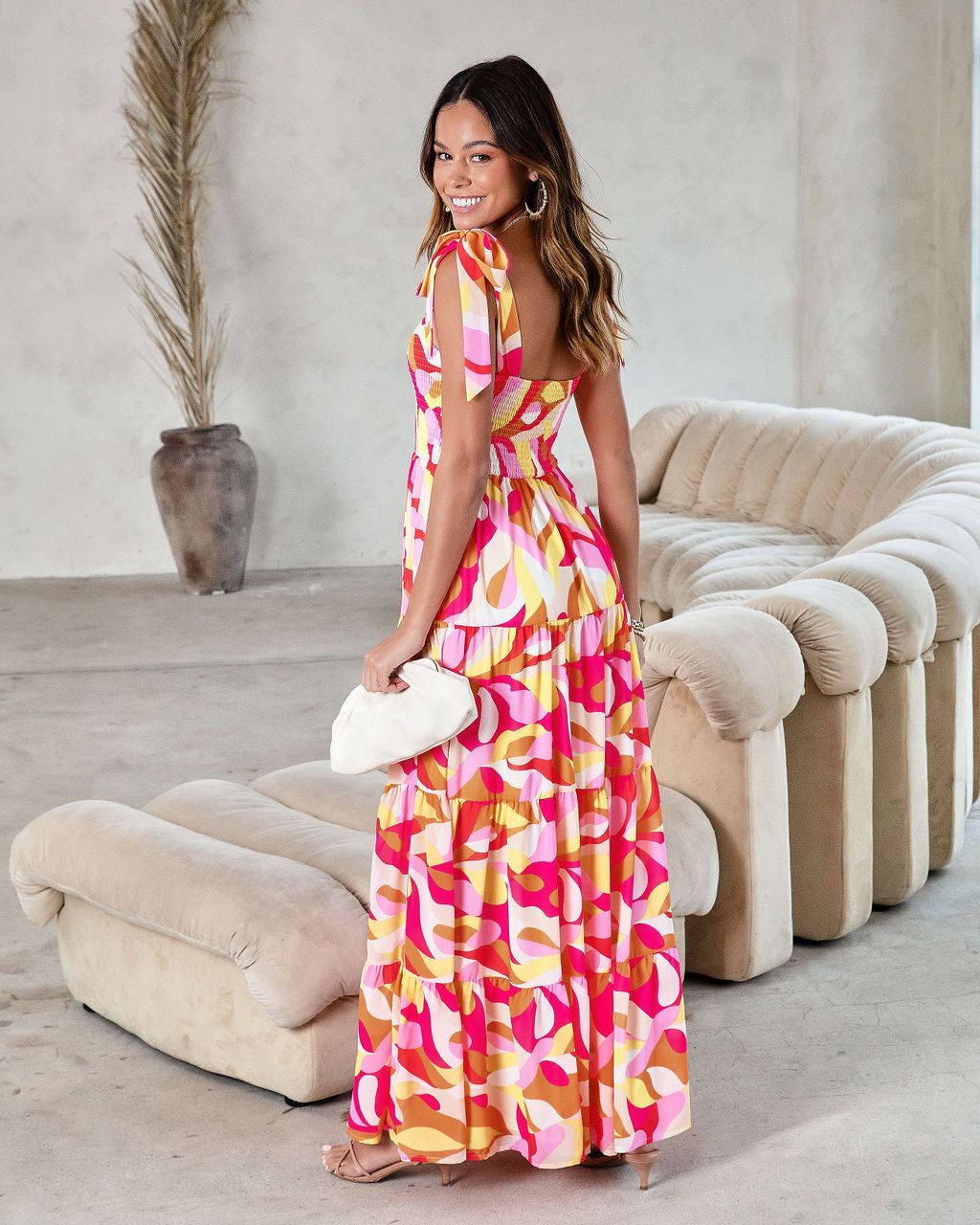 Under The Bold Sky Printed Smocked Maxi Dress - FINAL SALE sold by Vici product image thumbnail 4