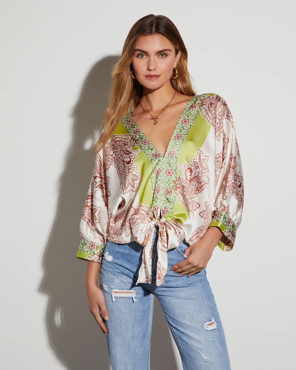 Laura Abstract Printed Long Sleeve Top sold by Vici