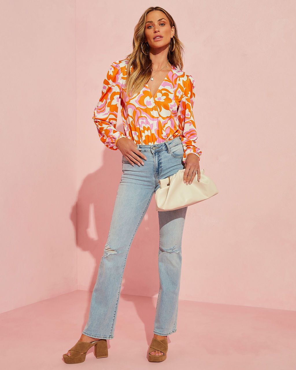 Fleurine Printed Drape Bodysuit sold by Vici product image thumbnail 4