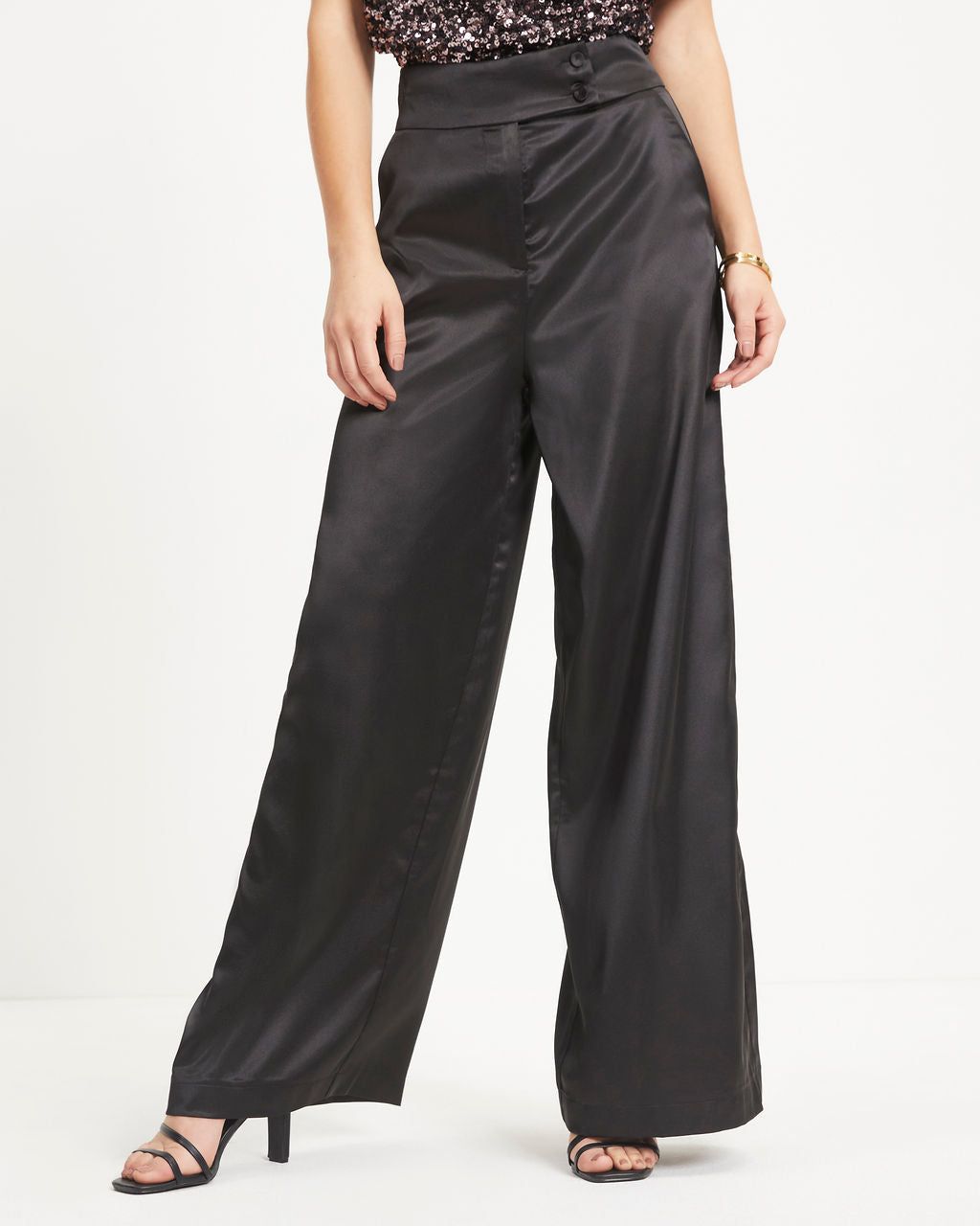 Ellis Satin Pocketed Wide Leg Pants sold by Vici product image thumbnail 3