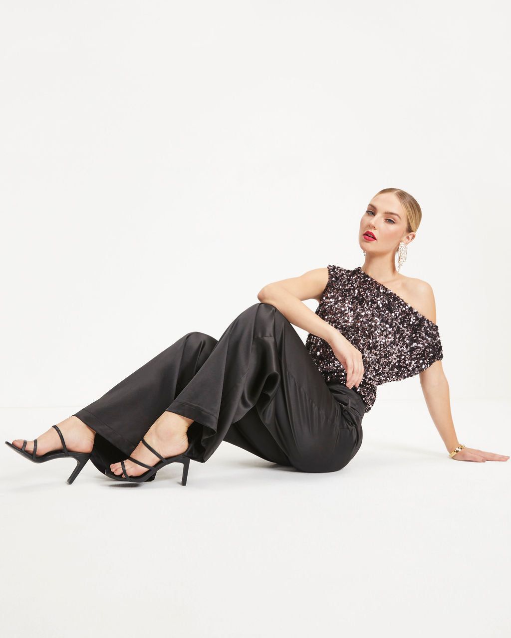 Ellis Satin Pocketed Wide Leg Pants sold by Vici product image thumbnail 5