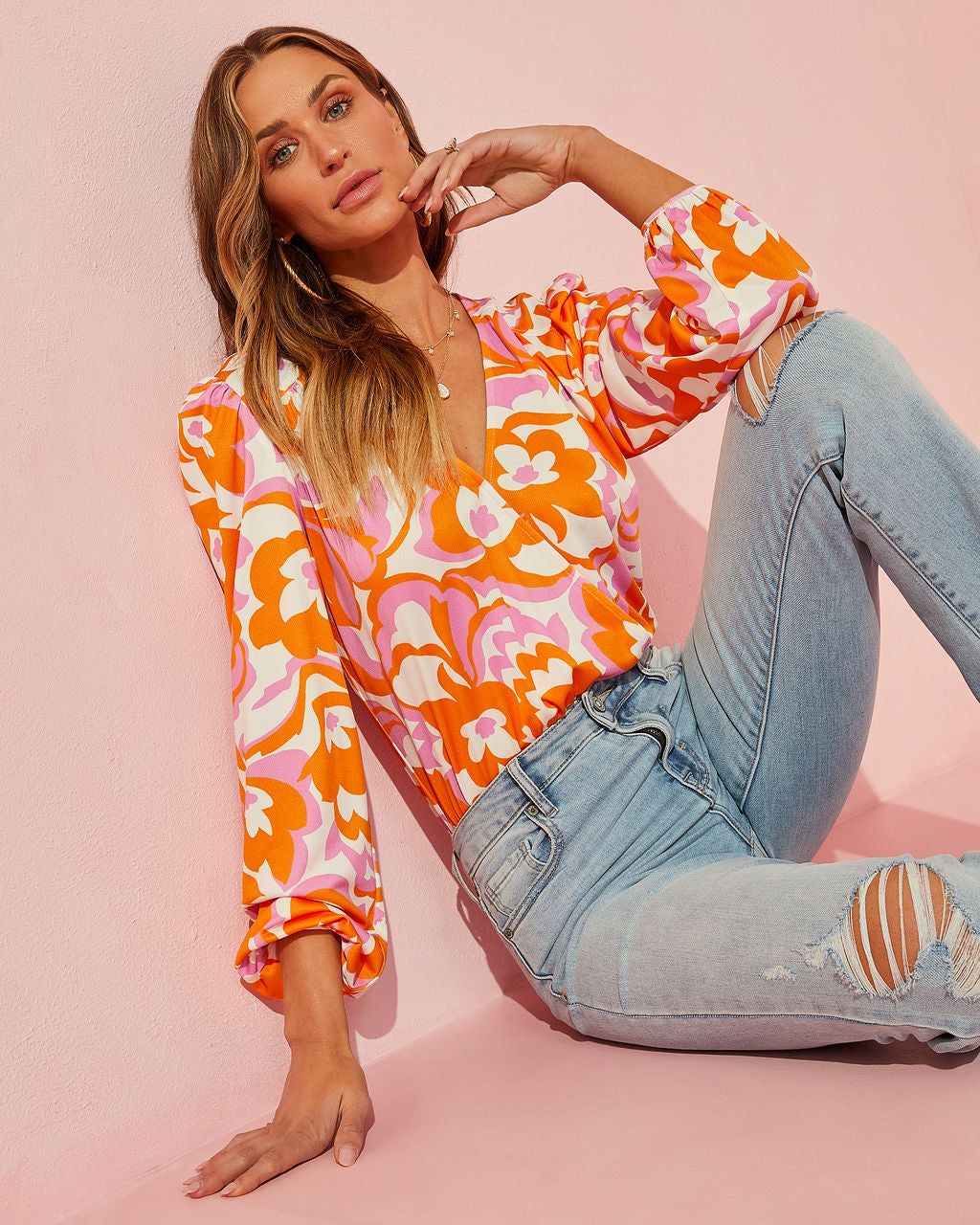 Fleurine Printed Drape Bodysuit sold by Vici product image thumbnail 5