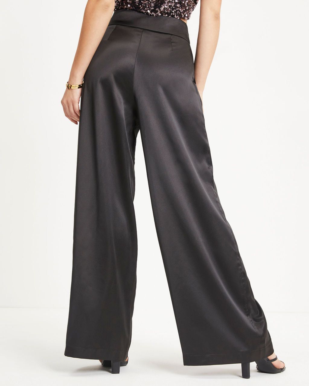Ellis Satin Pocketed Wide Leg Pants sold by Vici product image thumbnail 4