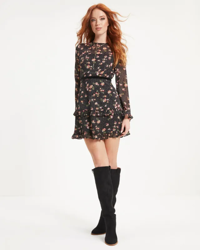 Genesis Floral Tiered Mini Dress sold by Vici