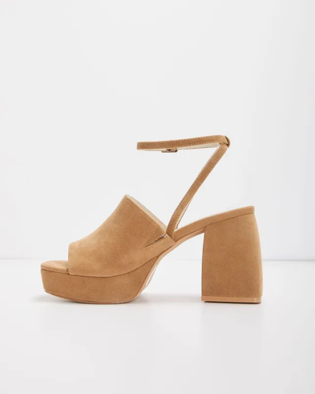 Annalise Faux Suede Platform Heels - Taupe - SALE sold by Vici