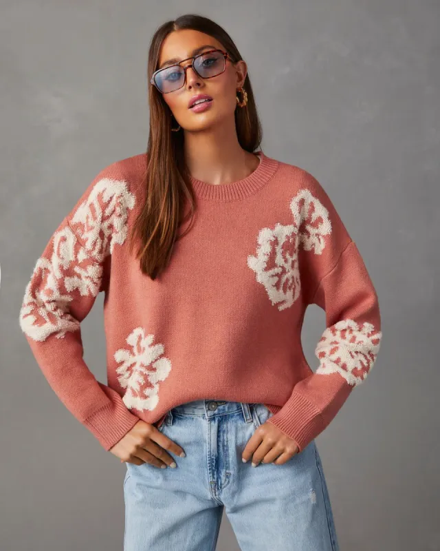 Copeland Floral Contrast Pullover Sweater - Terracotta sold by Vici