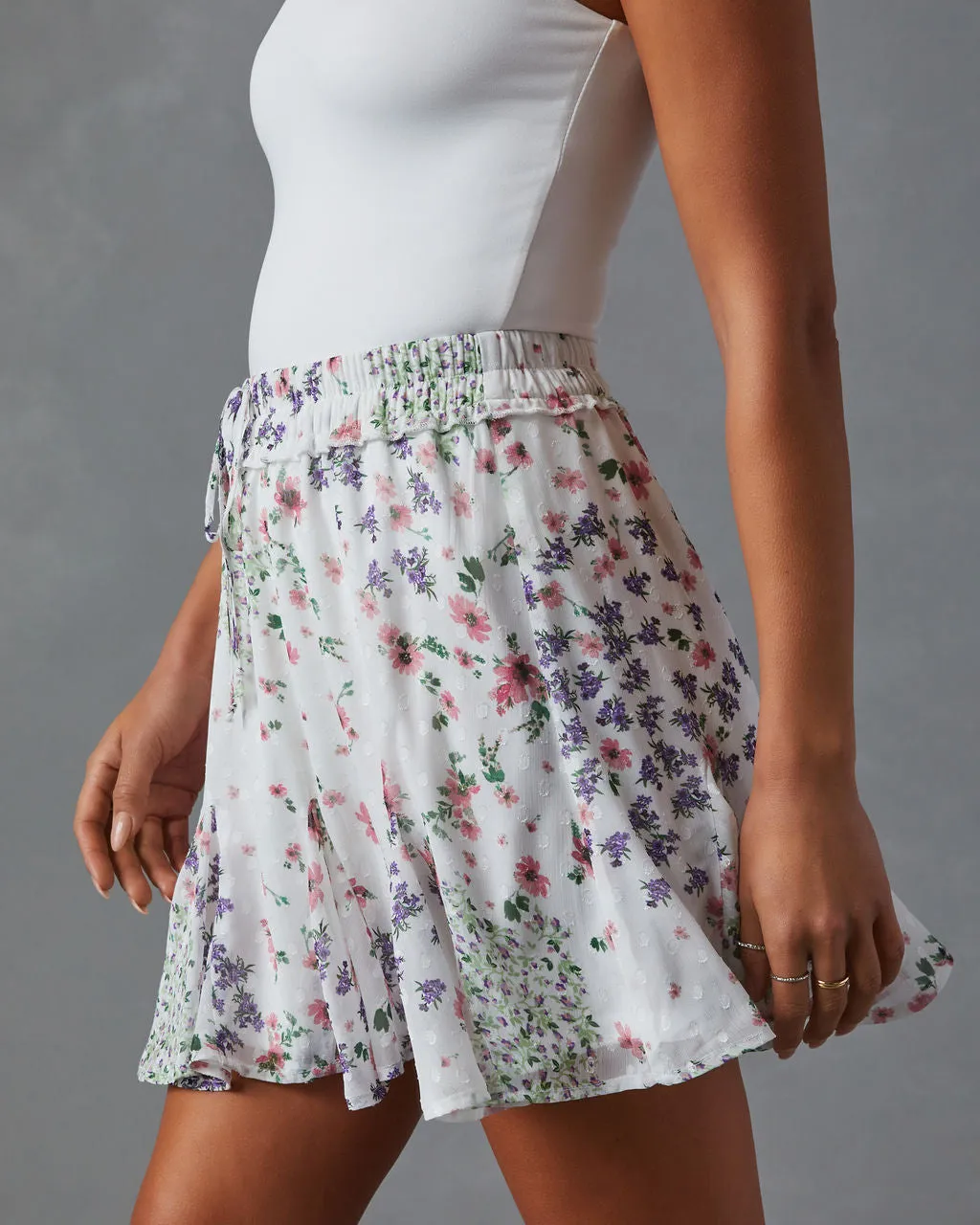 Capri Elastic Waist Floral Mini Skirt sold by Vici product image thumbnail 3