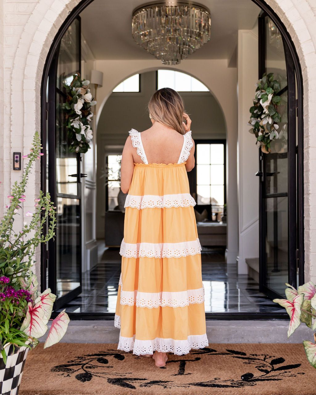 Jade Cotton Eyelet Tiered Maxi Dress - Tangerine - FINAL SALE sold by Vici product image thumbnail 2