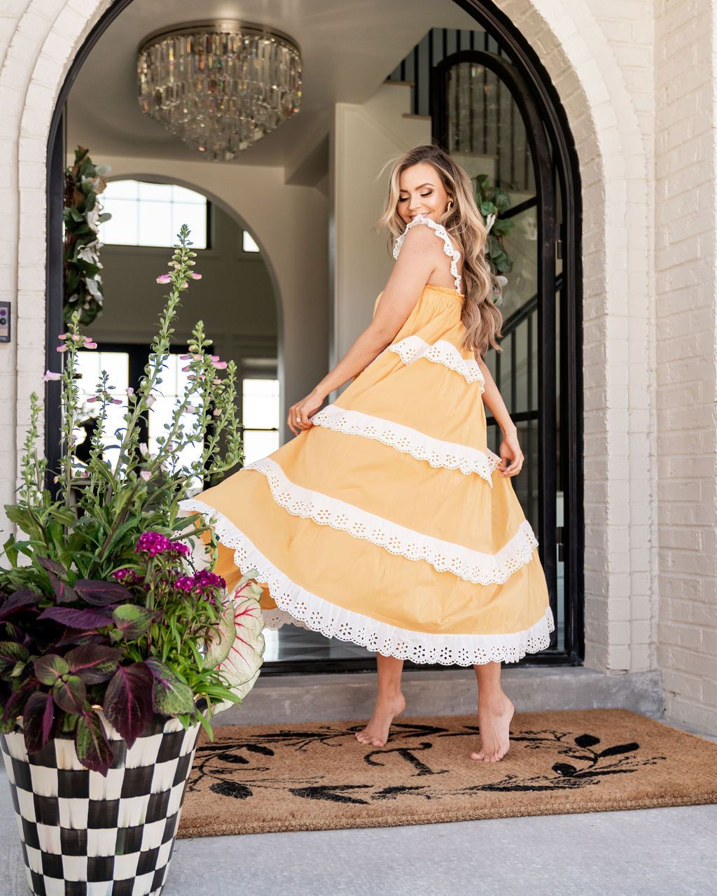 Jade Cotton Eyelet Tiered Maxi Dress - Tangerine - FINAL SALE sold by Vici product image thumbnail 7