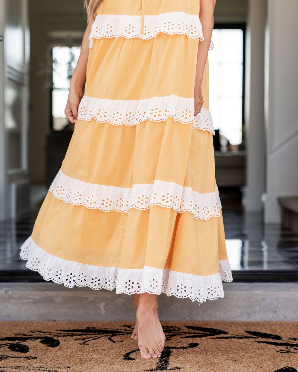Jade Cotton Eyelet Tiered Maxi Dress - Tangerine - FINAL SALE sold by Vici product image thumbnail 10