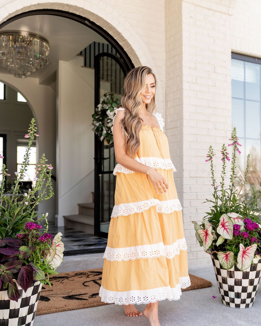 Jade Cotton Eyelet Tiered Maxi Dress - Tangerine - FINAL SALE sold by Vici product image thumbnail 8