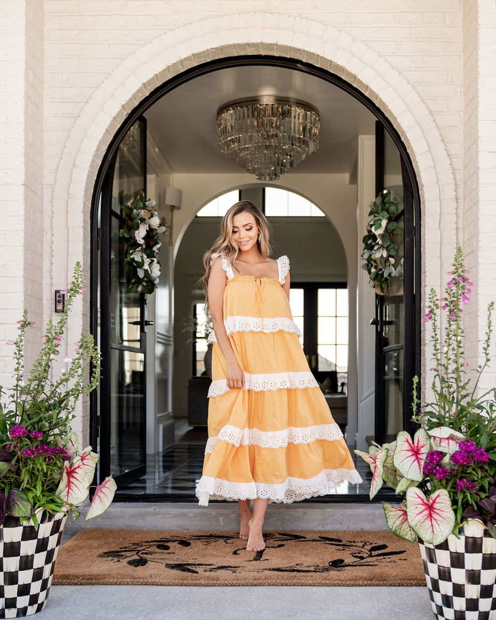 Jade Cotton Eyelet Tiered Maxi Dress - Tangerine - FINAL SALE sold by Vici product image thumbnail 11