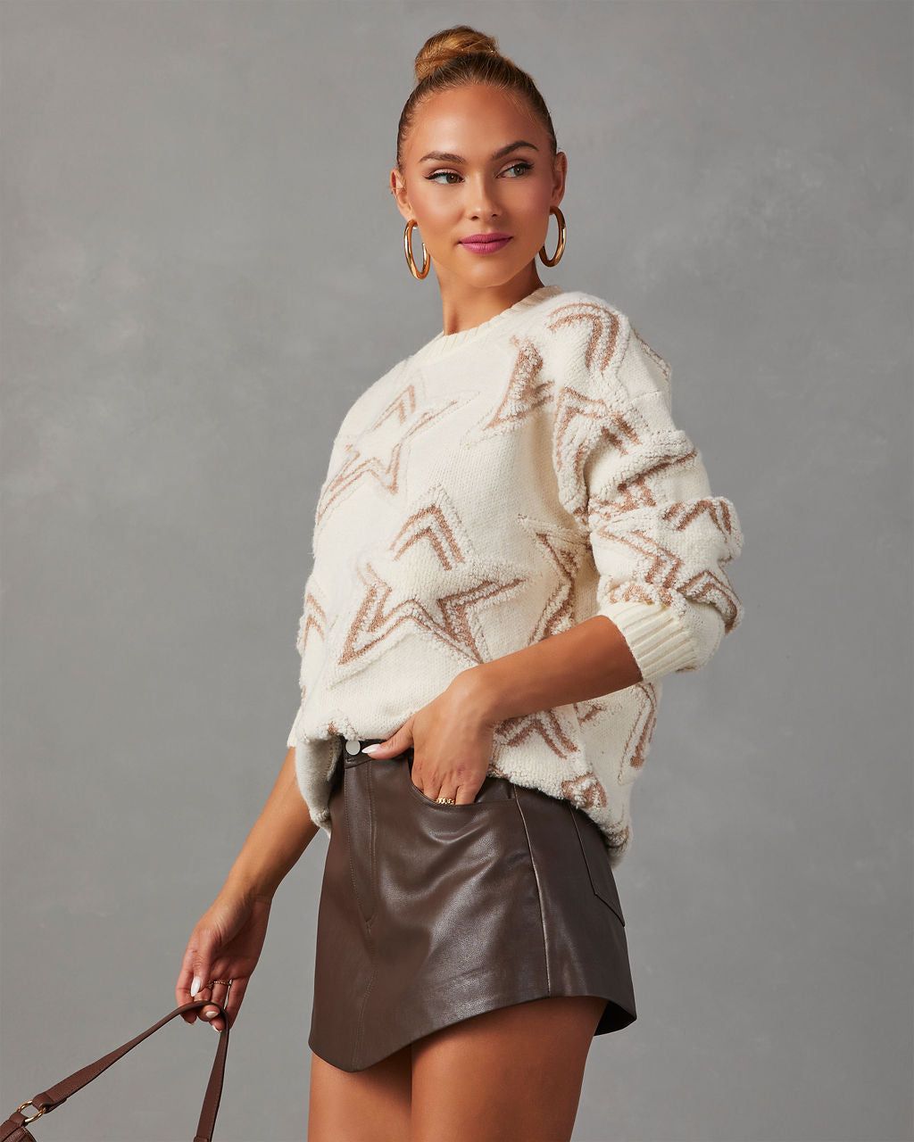 Celestial Chic Star Embossed Sweater - Cream sold by Vici product image thumbnail 6