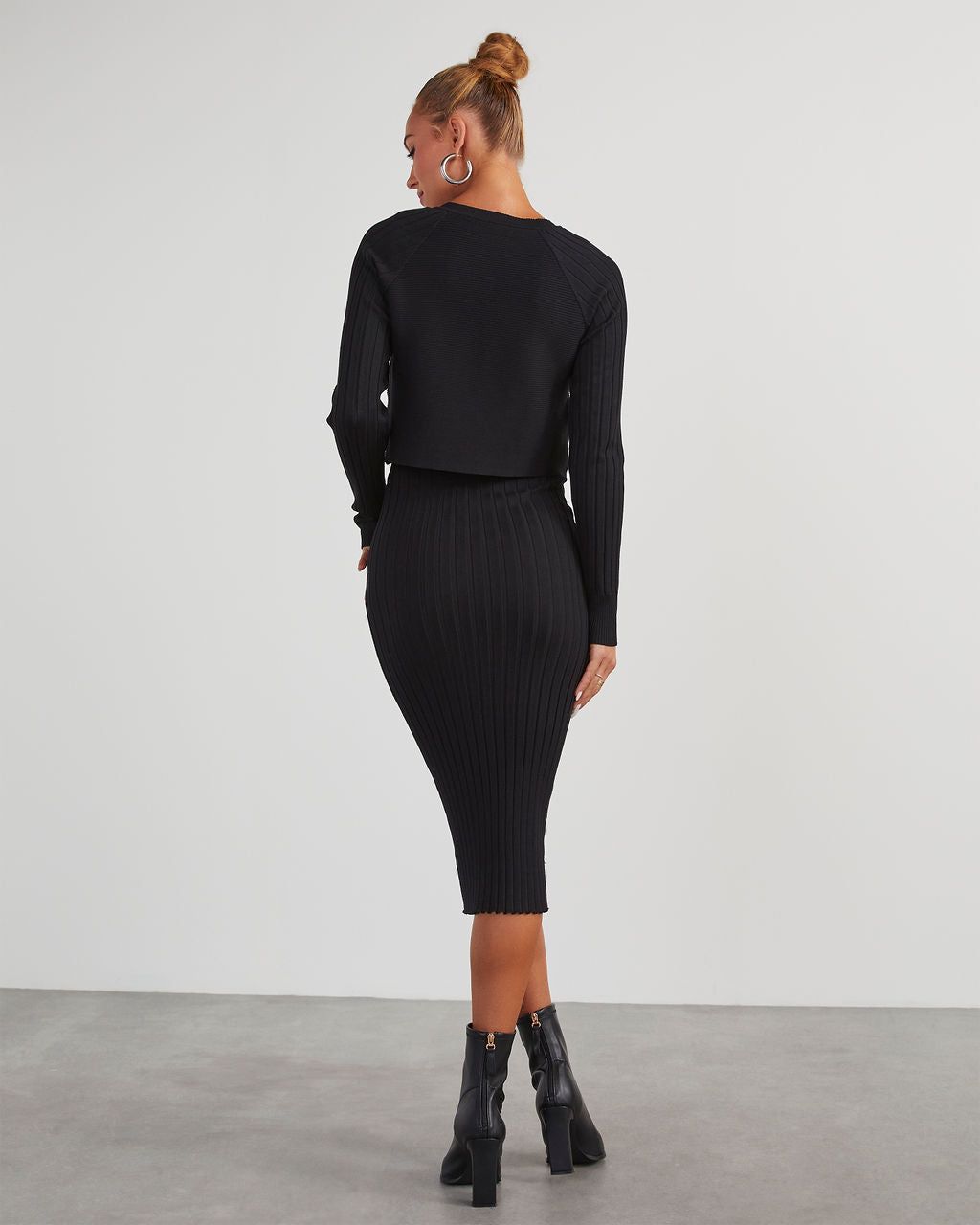 Full Of Surprises Ribbed Knit Midi Dress - Black sold by Vici product image thumbnail 4