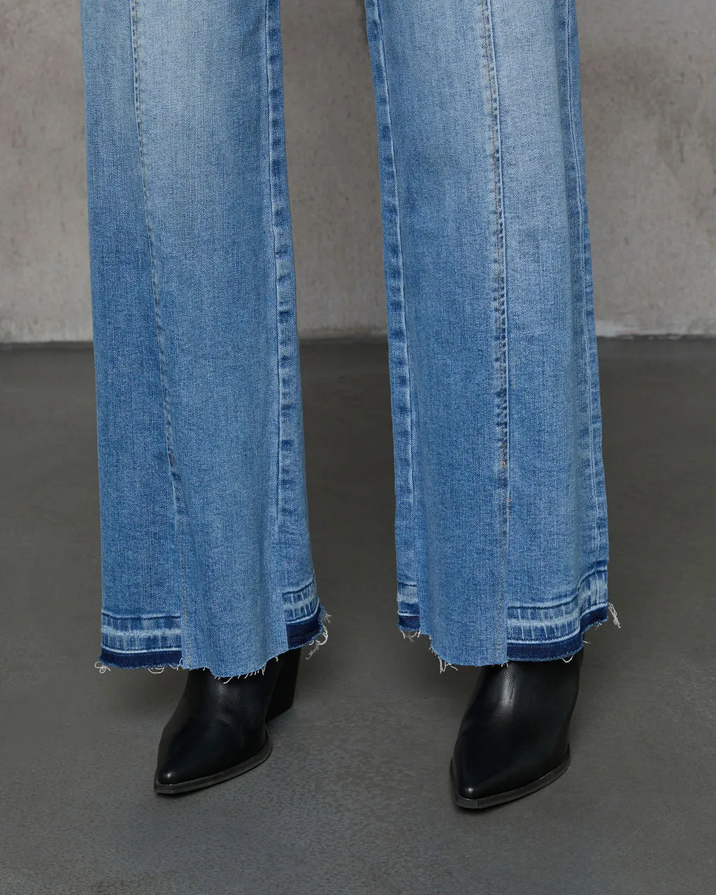 Jade Stretch High Rise Slit Wide Leg Jeans sold by Vici product image thumbnail 5