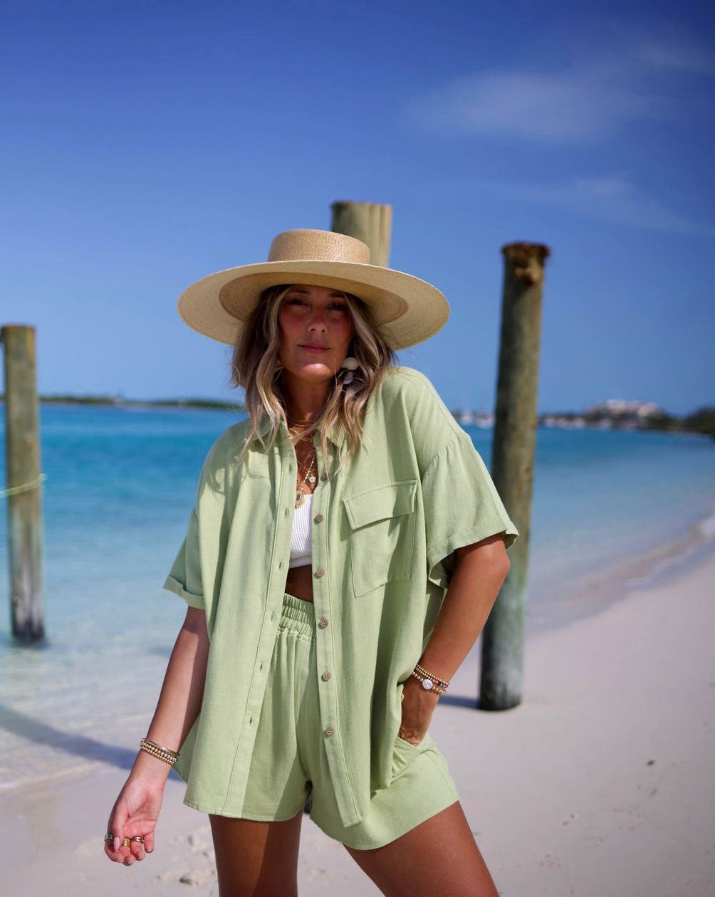Dylan Relaxed Button Down Top - Lime - SALE sold by Vici product image thumbnail 7