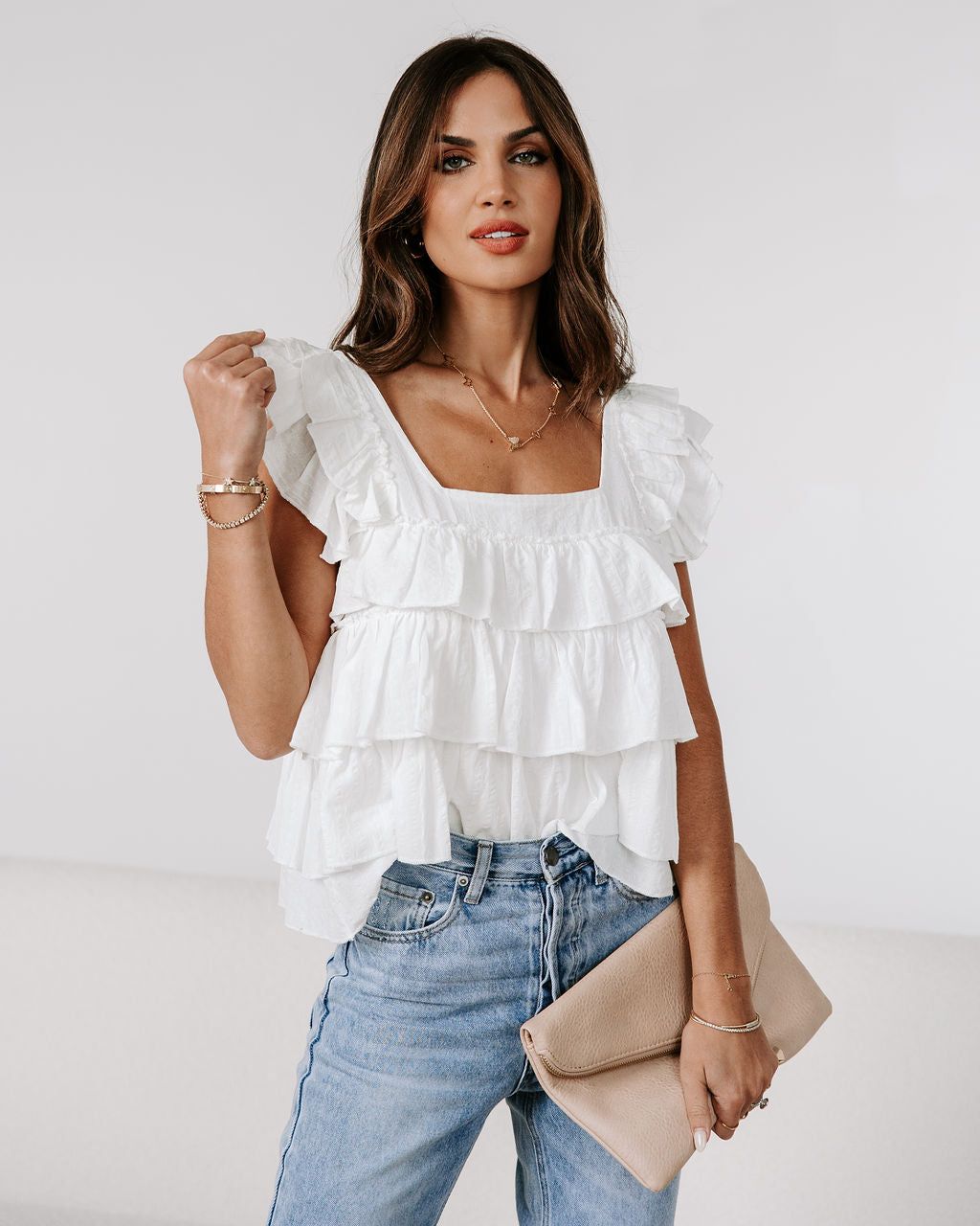 Piedmont Cotton Tiered Top - White - FINAL SALE sold by Vici product image thumbnail 7