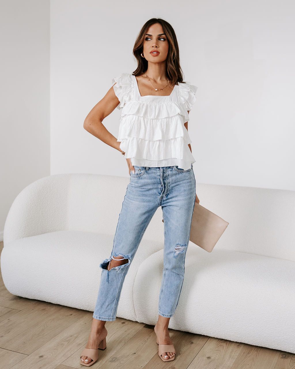 Piedmont Cotton Tiered Top - White - FINAL SALE sold by Vici product image thumbnail 3