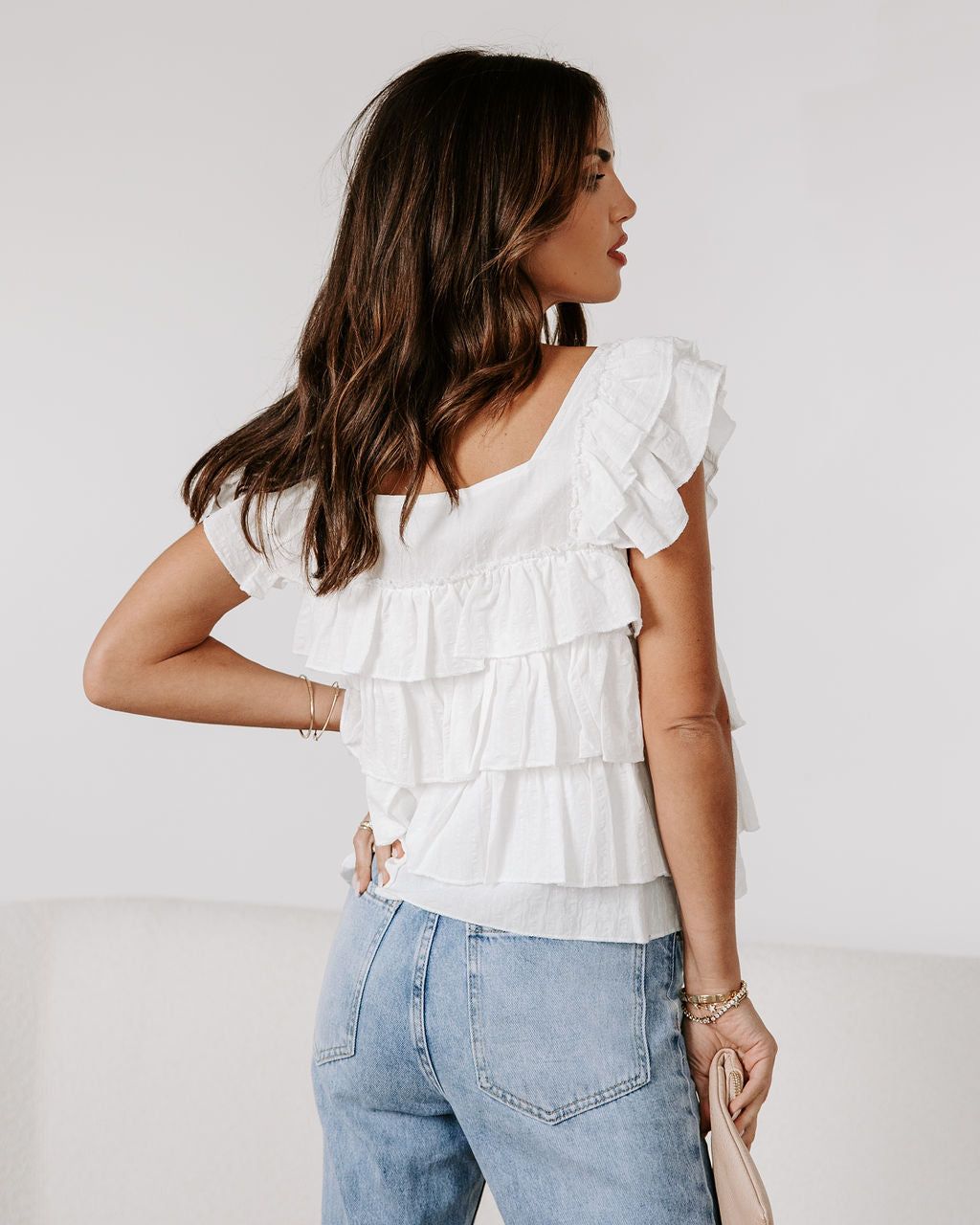 Piedmont Cotton Tiered Top - White - FINAL SALE sold by Vici product image thumbnail 4