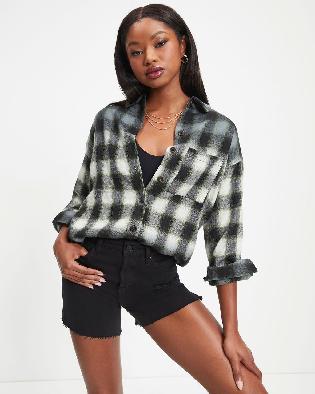 Lenny Plaid Button Down Top sold by Vici product image thumbnail 4