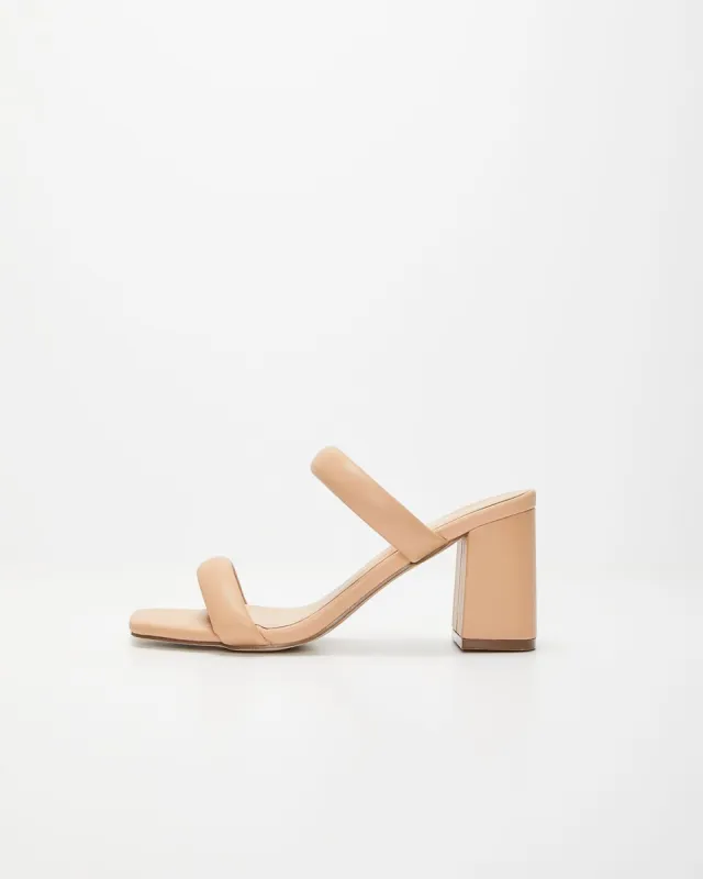 Schena Square Toe Heeled Sandal - Nude sold by Vici