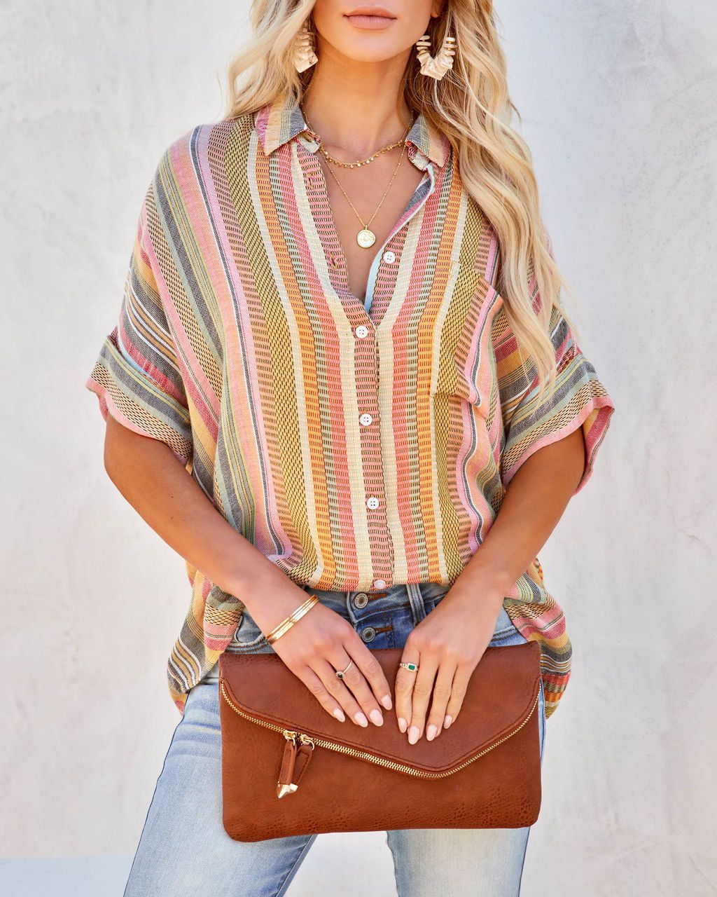 Camille Striped Woven Button Down Top sold by Vici product image thumbnail 5
