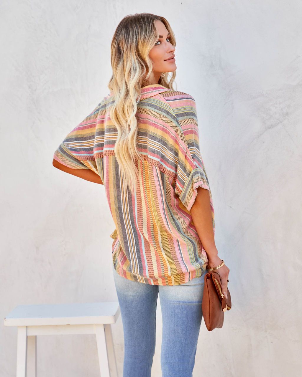 Camille Striped Woven Button Down Top sold by Vici product image thumbnail 2