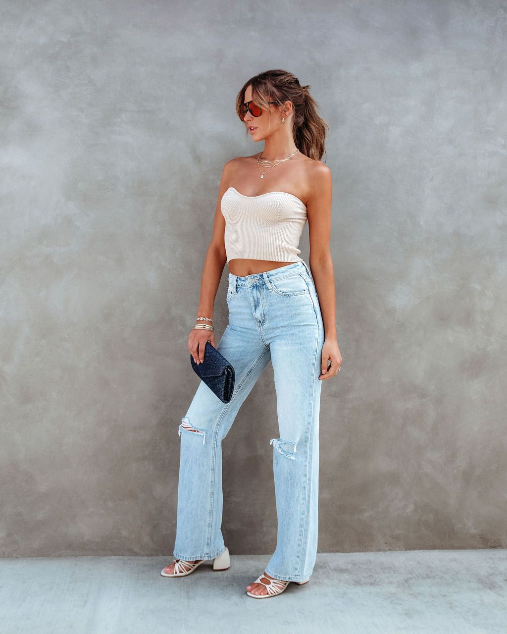 Phoenix Ribbed Knit Strapless Top - Latte - FINAL SALE sold by Vici product image thumbnail 5